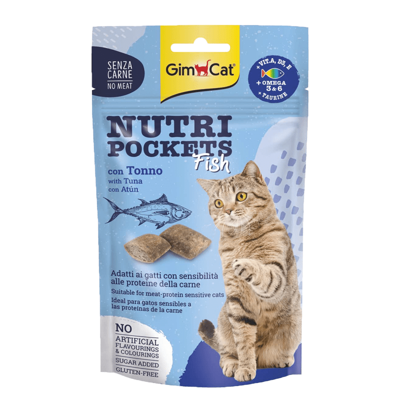 تشویقی مغزدار جیم کت مدل Nutri Pockets با طعم تن ماهی